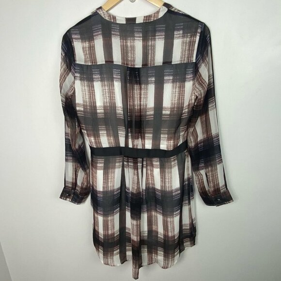 Jack BB Dakota Revolve Brown Cahill Plaid Dress Size Small Long Sleeves Mini NEW - Picture 15 of 16